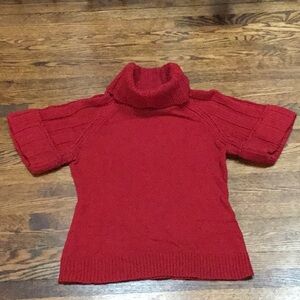 Express Red Turtleneck Short Sleeve Sweater